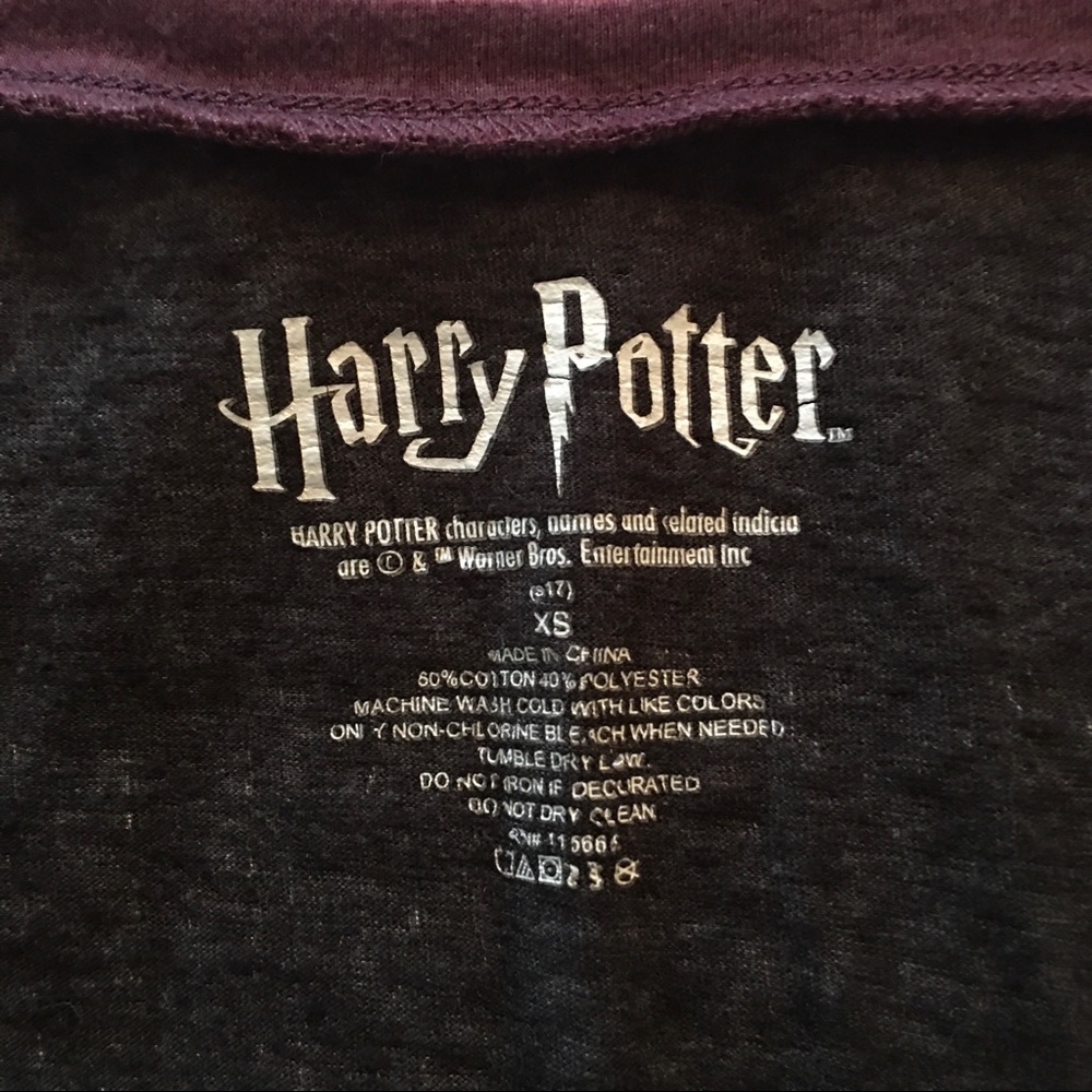 Harry Potter Baseball Jersey Style Top - Picture 3 of 3